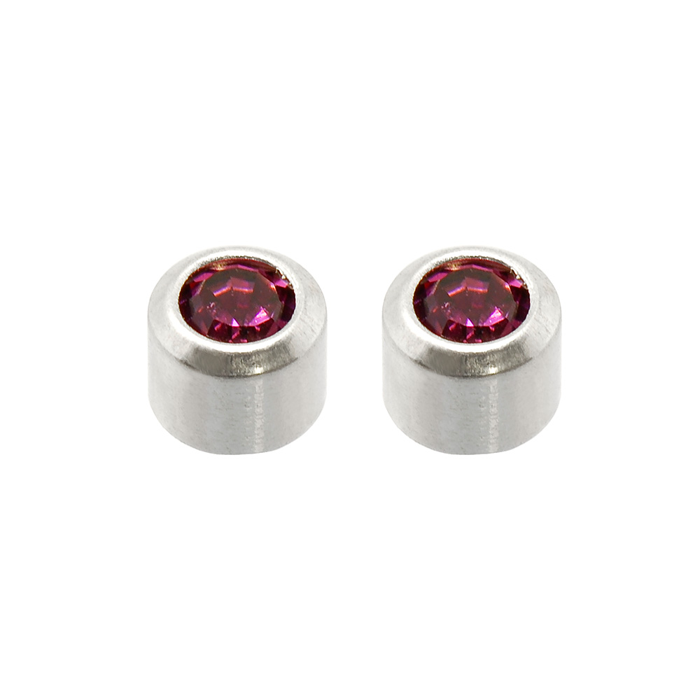 Caflon Blu stainless steel ear piercing studs with bezel-set birthstone crystals