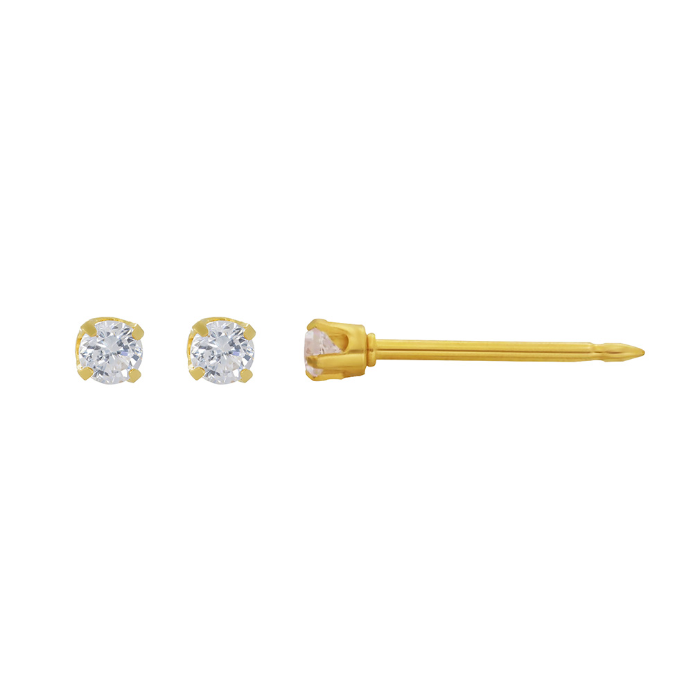 Perçage d'oreilles Inverness Or jaune 375/1000 Oxyde de zirconium 2mm serti griffes