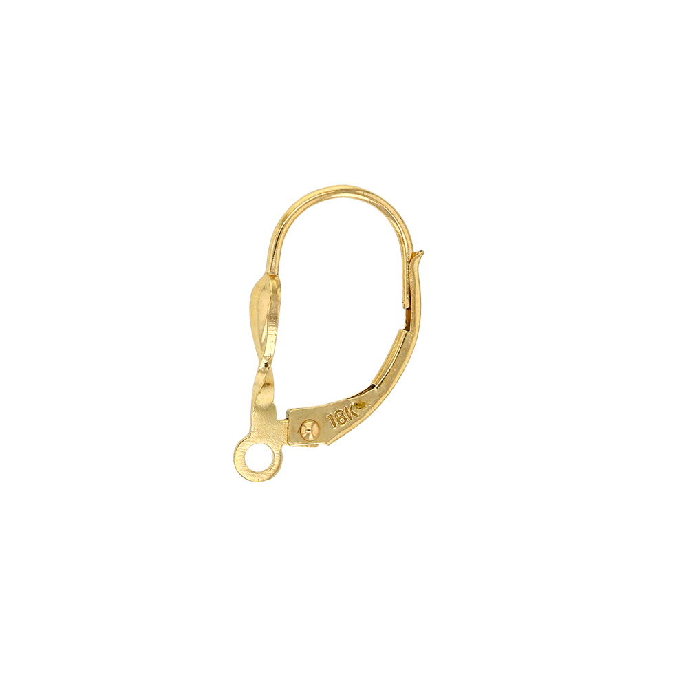 Continental lever back ear wires in 18 ct gold