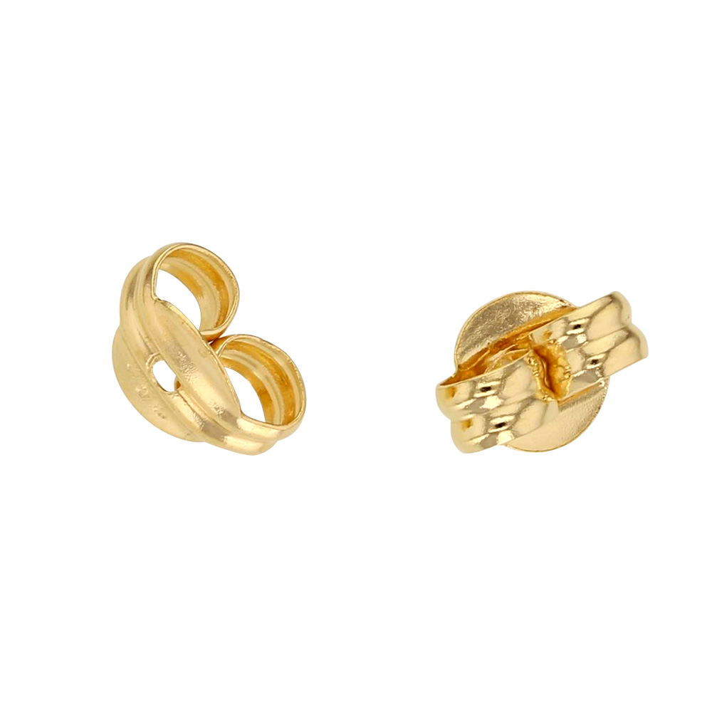 Pair of small 18ct gold ear scrolls for posts diametre 0.75mm, 4mm