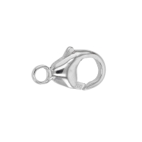Rhodium plated white 18 ct gold trigger catch with fixed ring - 9mm