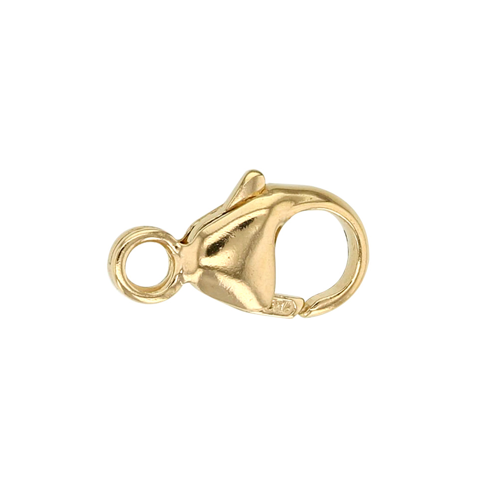 Rounded 18ct gold trigger catch with fixed ring - 8mm