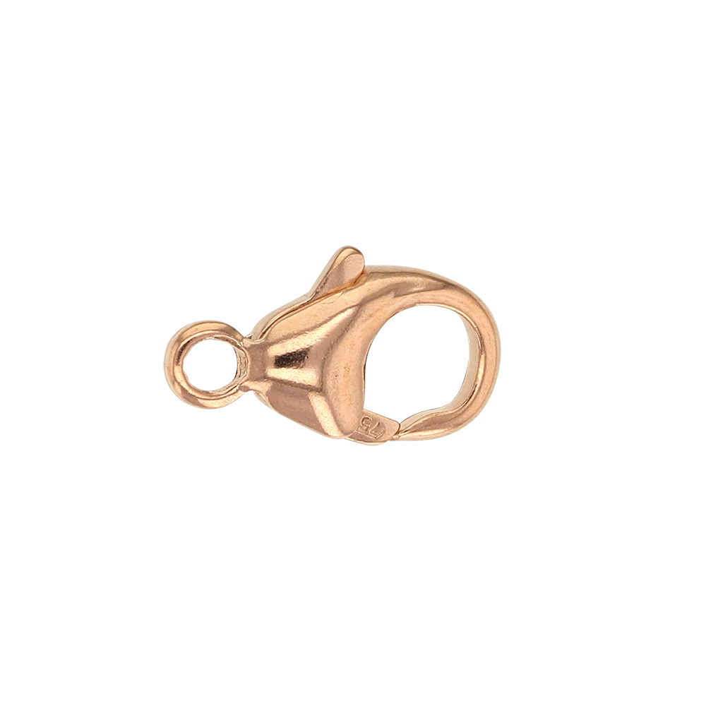 Rounded 18ct red gold trigger catch with fixed ring - 13mm