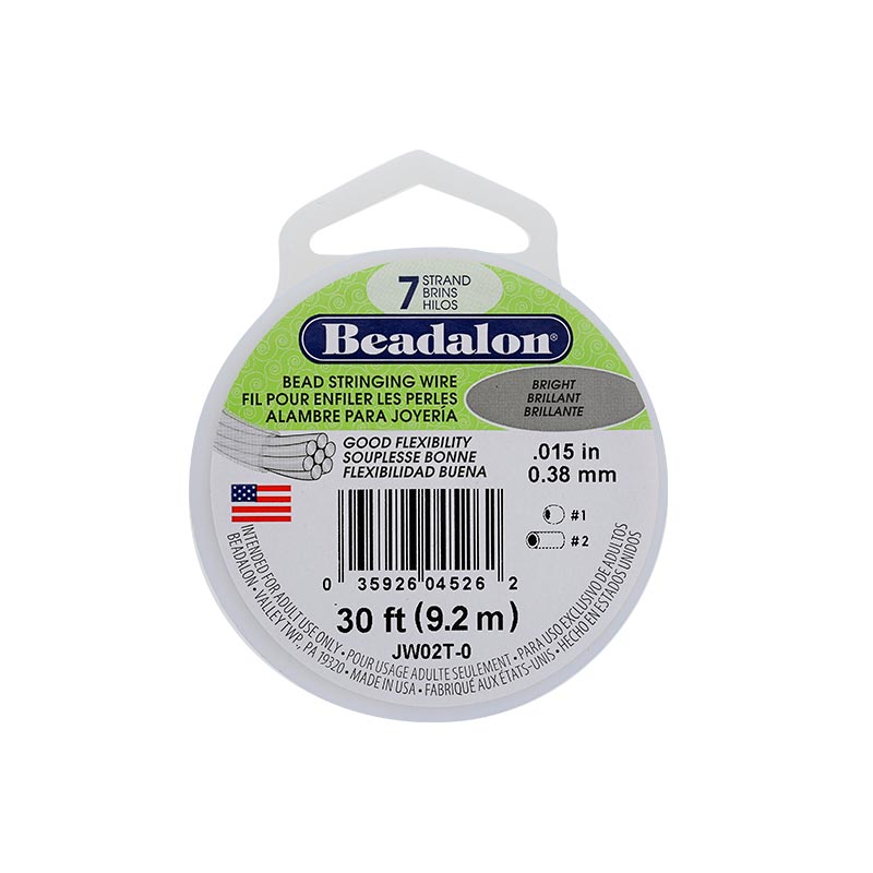 Bead stringing wire, multiple strands of stainless steel with nylon coating, 9.2m
