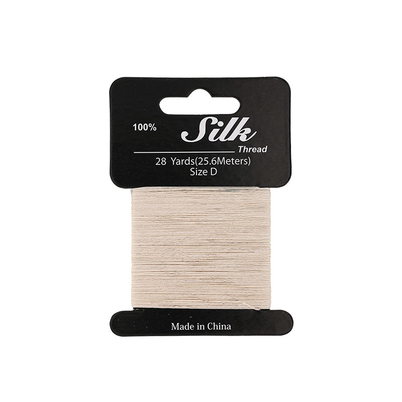 Ecru silk beading thread, 0.3mm diametre (size D) 25m