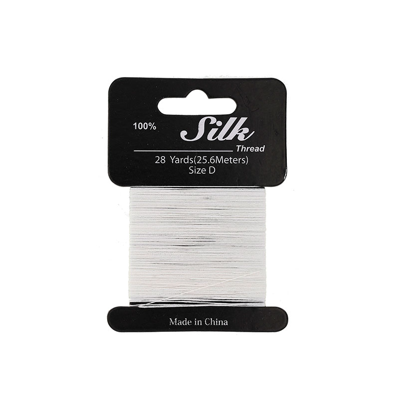 White silk beading thread, 0.3mm diametre (size D) 25m