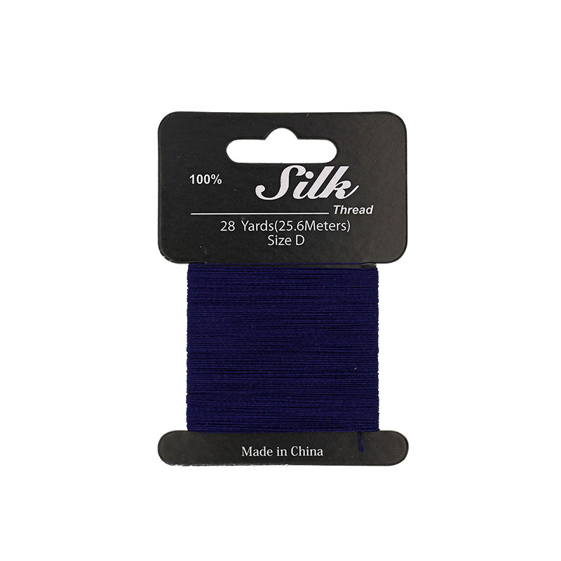 Navy blue silk beading thread, 0.3mm diametre (size D) 25m