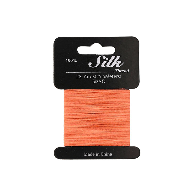 Orange silk beading thread, 0.3mm diametre (size D) 25m