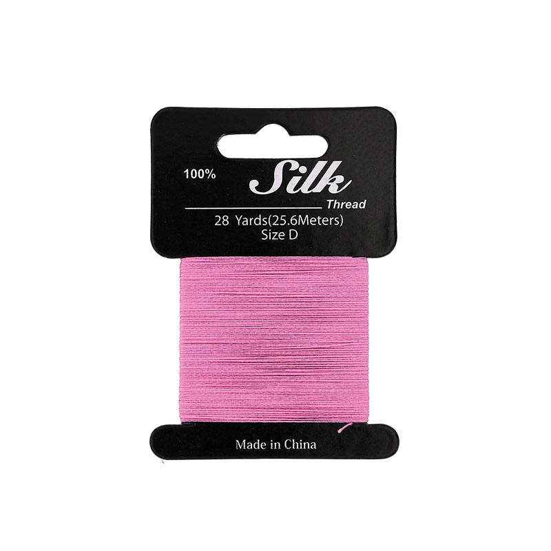 Pink silk beading thread, 0.3mm diametre (size D) 25m