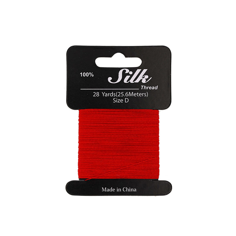 Red silk beading thread, 0.3mm diametre (size D) 25m