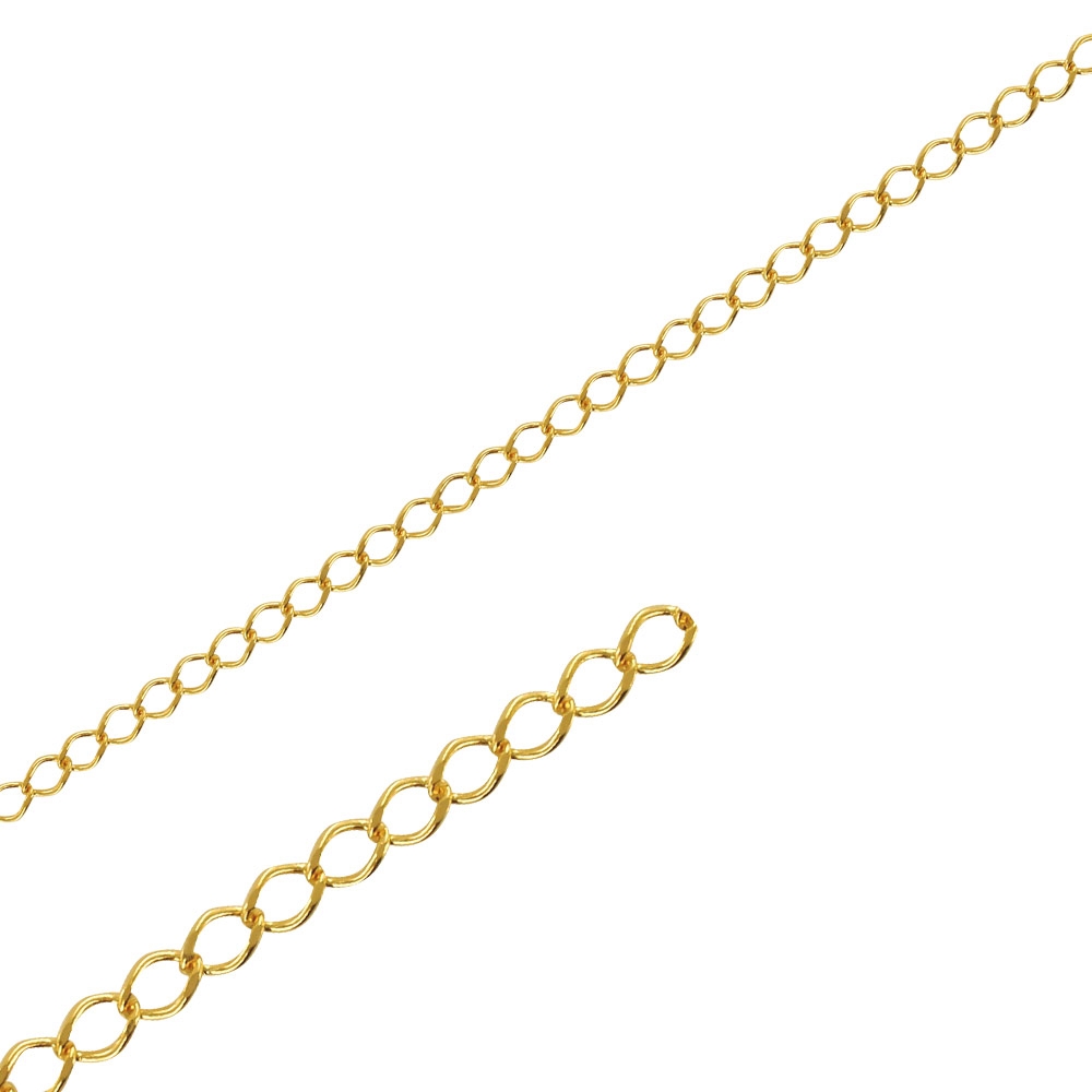 Gold-coloured metal rombo chain sold by the metre