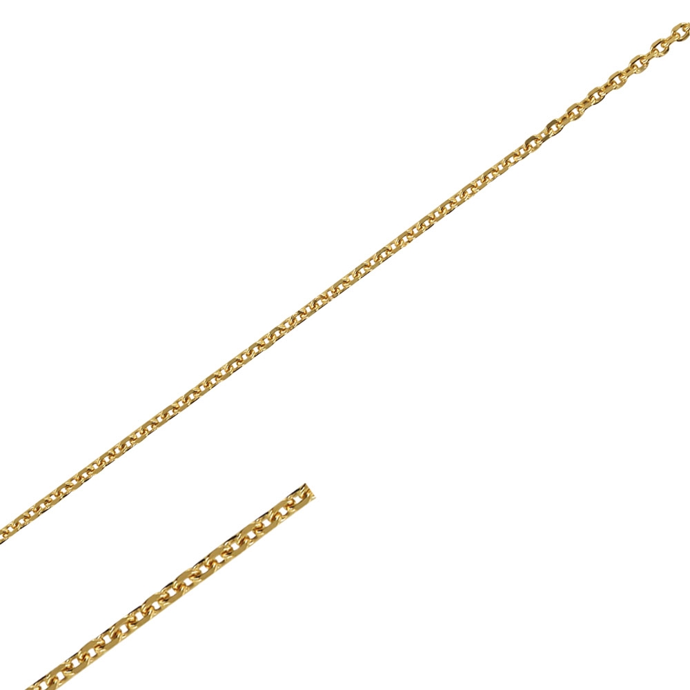 Gold coloured metal diamond cut trace chain sold by the metre