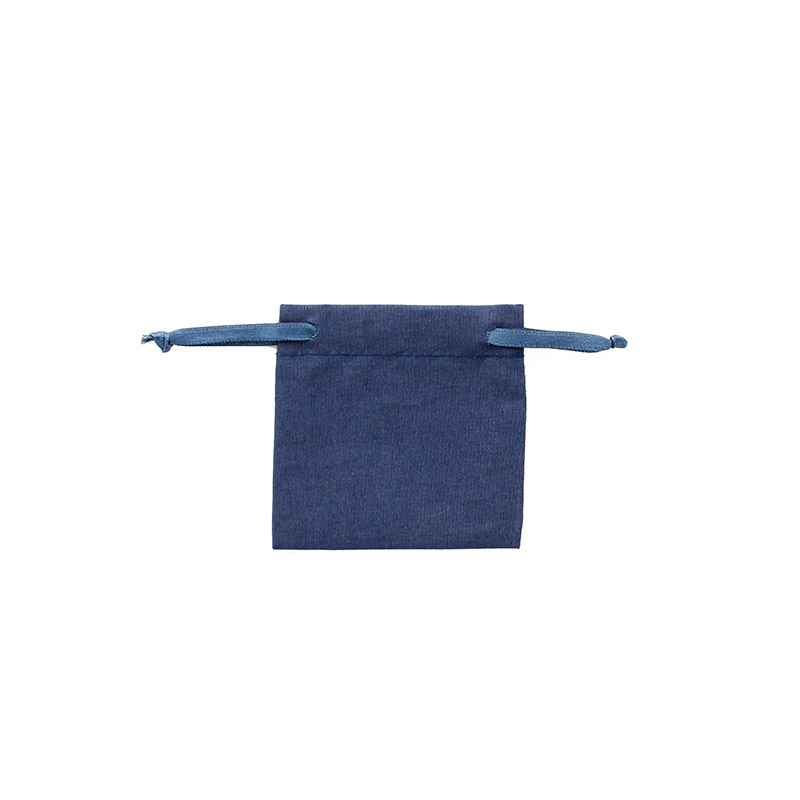 100% cotton navy pouches with matching satin ribbon drawstrings 7 x 7cm
