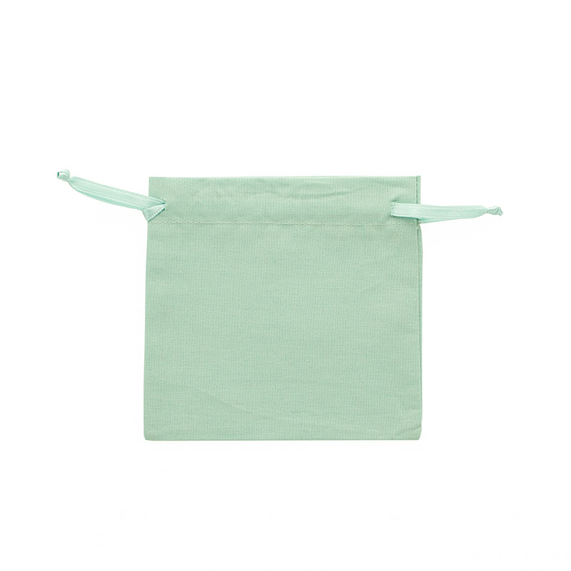 100% cotton sage green pouches with matching satin ribbon drawstrings 11 x 10cm