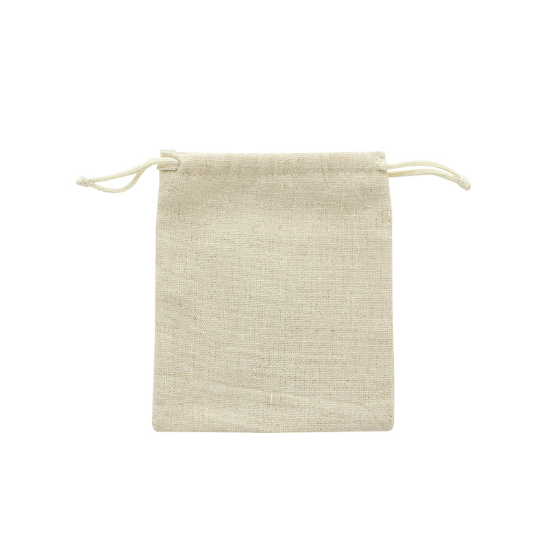 100% natural beige linen pouches with cotton drawstrings, 12 x 14 cm