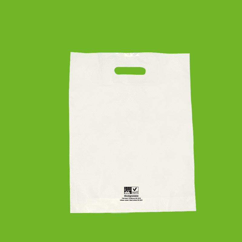 Biodegradable, biosourced white bags 30 x 40 cm H, 50 microns