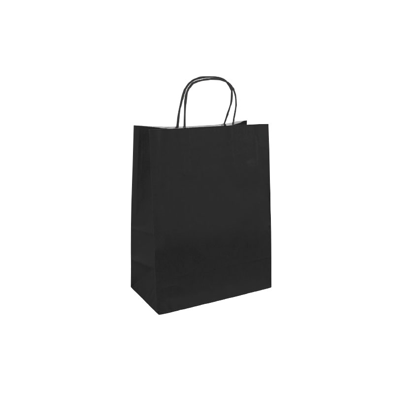 Black kraft paper carrier bag, 23 x 12 x 30 cm H, 90 g