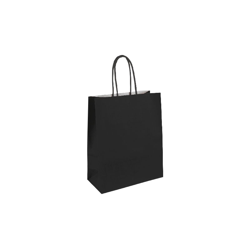 Black kraft paper carrier bags, 19 x 8 x 22cm H, 90g