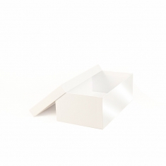 Gloss finish white card gift boxes, 25 x 25 x 10 cm H
