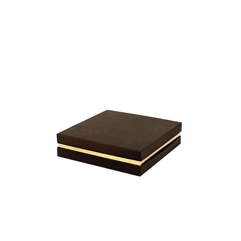 Matt black cardboard box with gold trim 20 x 20 x 5cm