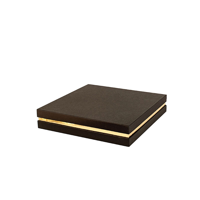 Matt black cardboard box with gold trim 27 x 27 x 5cm