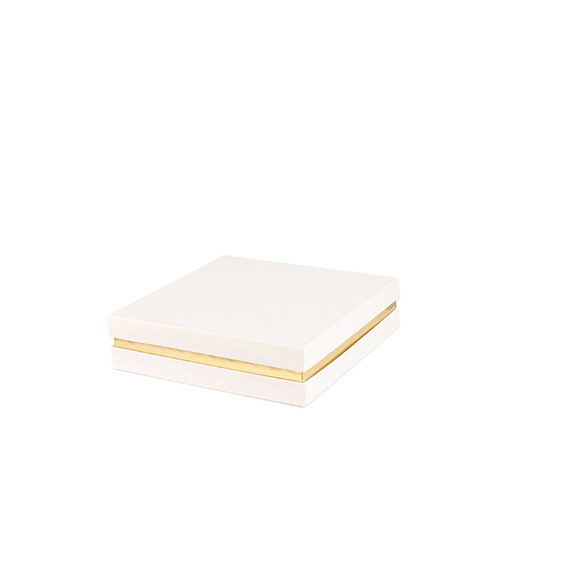 Matt white cardboard box with gold trim 20 x 20 x 5cm