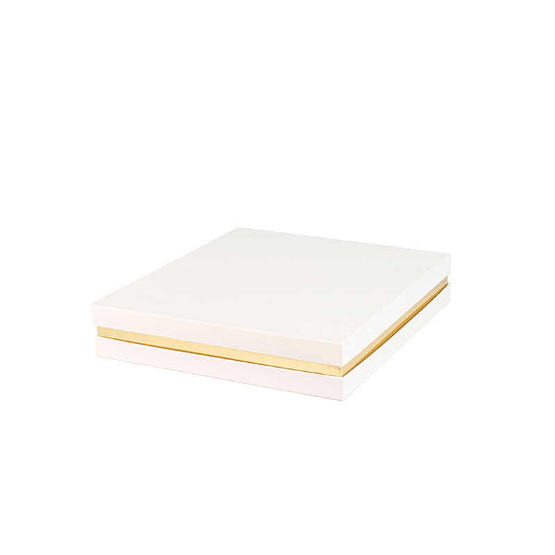 Matt white cardboard box with gold trim 27 x 27 x 5cm