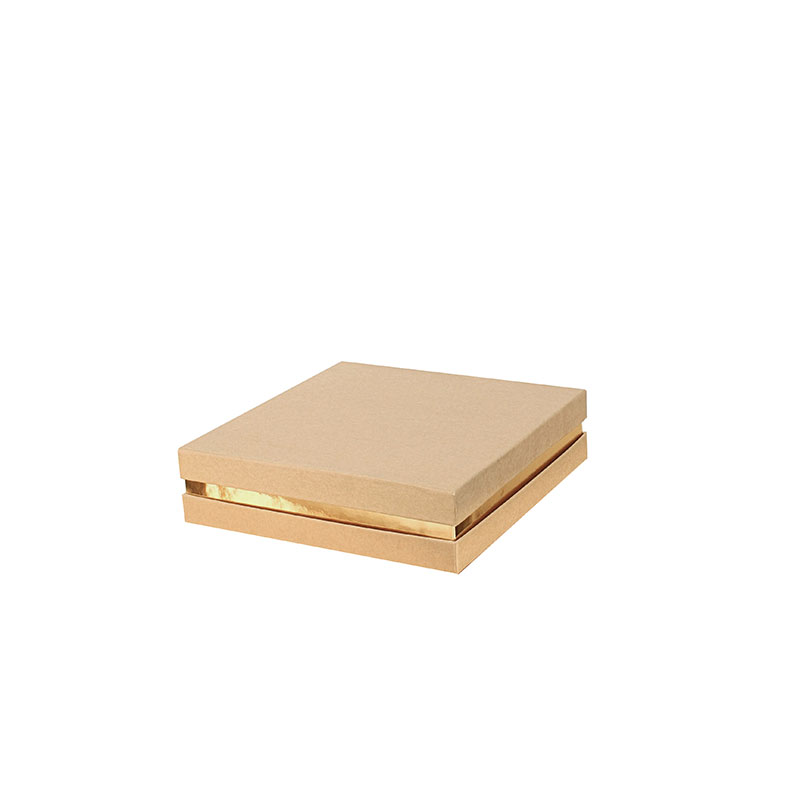 Natural Kraft card box with gold trim 20 x 20 x 5cm