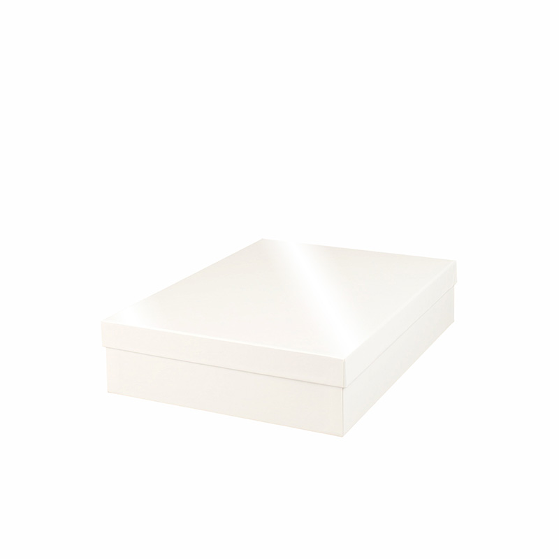 Gloss finish white card gift boxes, 20 x 20 x 5 cm H