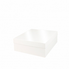 Gloss finish white card gift boxes, 20 x 20 x 5 cm H