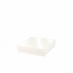 Gloss finish white card gift boxes, 20 x 20 x 5 cm H