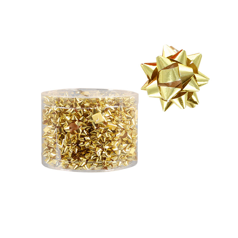 Box of 100 gold metallic self-adhesive confetti bows, diametre 2.5cm