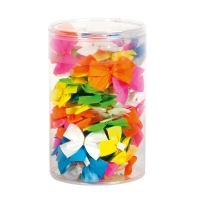 Self-adhesive fluorescent bows in assorted colours