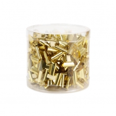 Self adhesive metallic gold coloured confetti bows - 2.5 cm diam. Box of 150