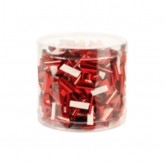 Self-adhesive red metallic confetti bows 2.5 cm diam - Box of 150