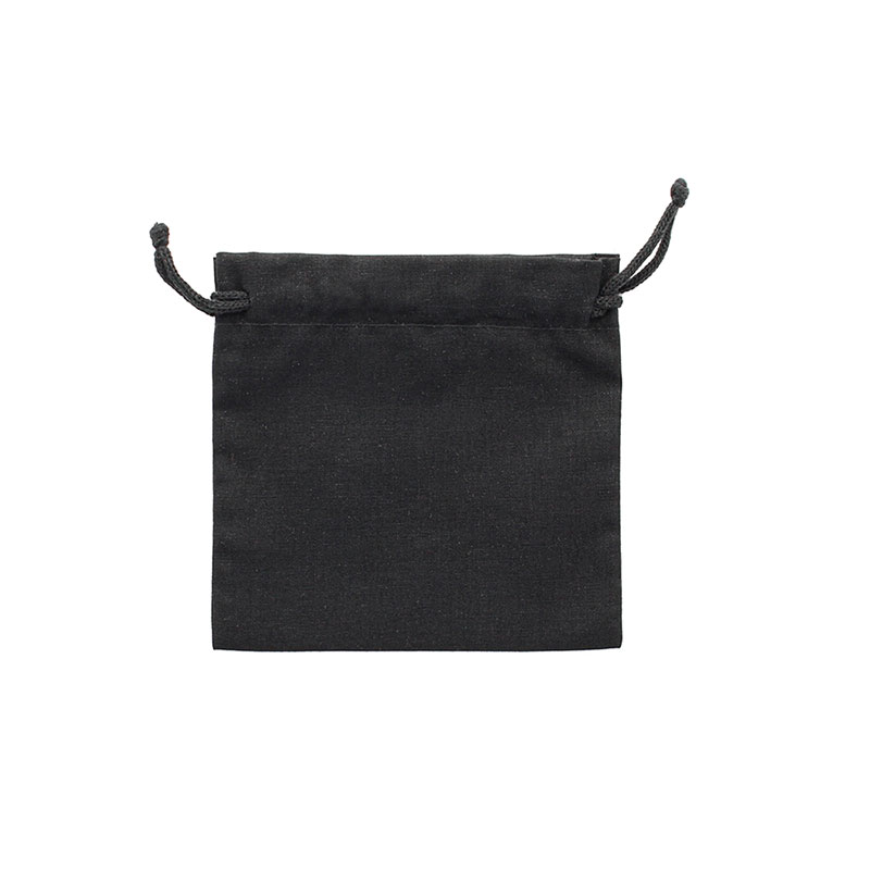 100% cotton black pouches and drawstrings 11 x 10 cm