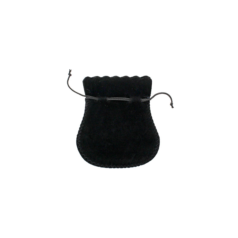 Black cotton and viscose suedette pouches, 9.5 x 8 cm