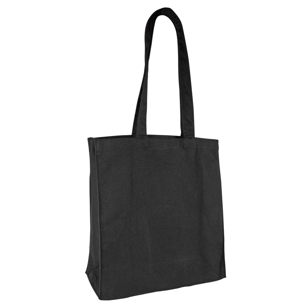 Black 100% cotton tote bag, 38x39x16 cm - Handle length : 71 cm