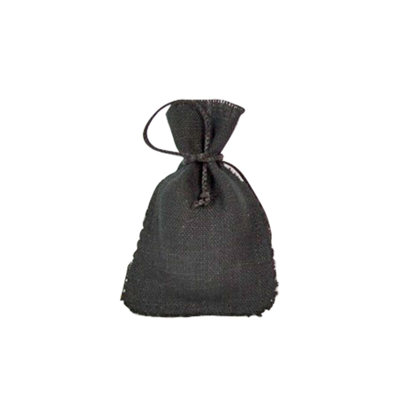 Black 100% linen pouches 7 x 7 cm
