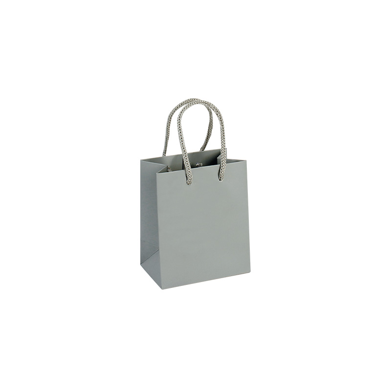 Charcoal grey matt paper carrier bags, 10 x 6.5 x 12 cm H, 190 g