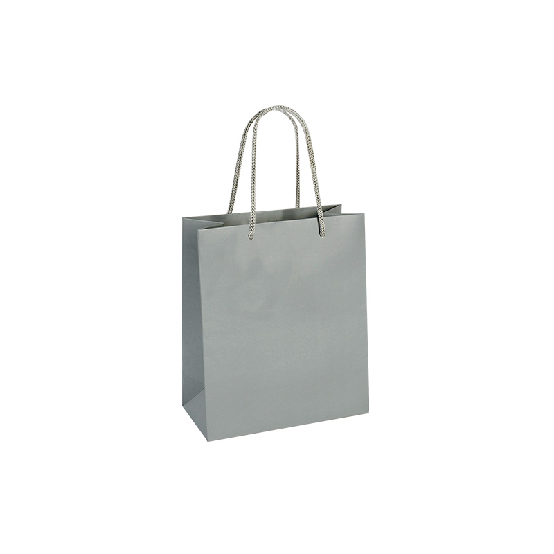 Charcoal grey matt paper carrier bags, 16 x 8 x 19 cm H, 190 g
