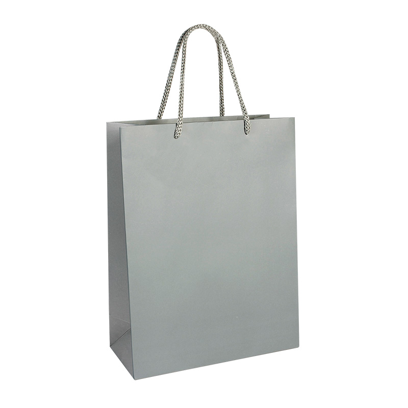 Charcoal grey matt paper carrier bags, 22 x 10 x 29 cm H, 190 g