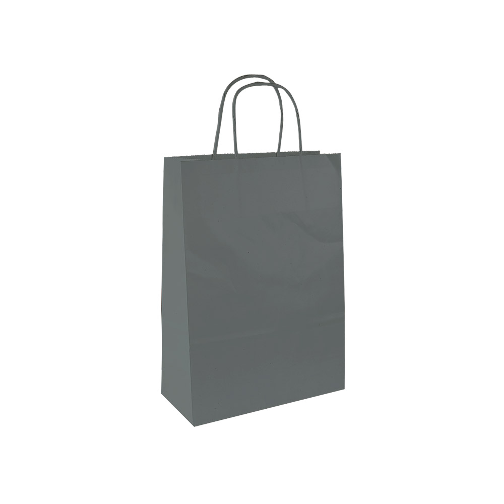 Dark grey kraft paper carrier bag, 23 x 12 x 30 cm H, 90 g