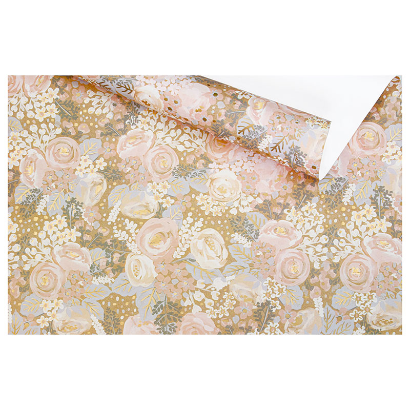 Floral antique pink/beige gift wrapping paper 0.70 x 25m