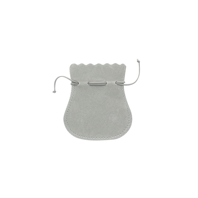 Grey cotton and viscose suedette pouches, 9.5 x 8 cm