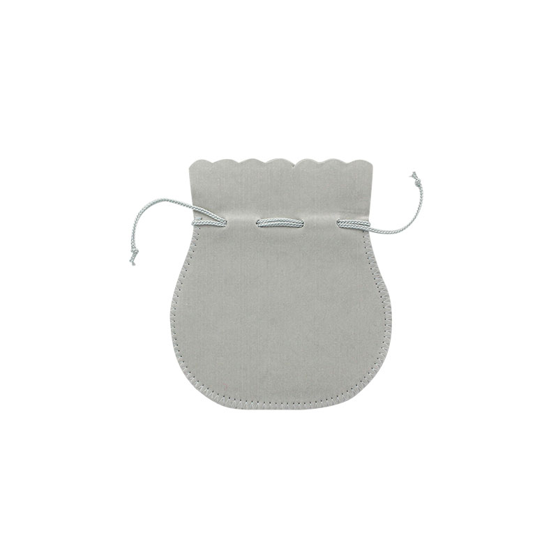 Grey cotton and viscose suedette pouches, 12 x 9.5 cm