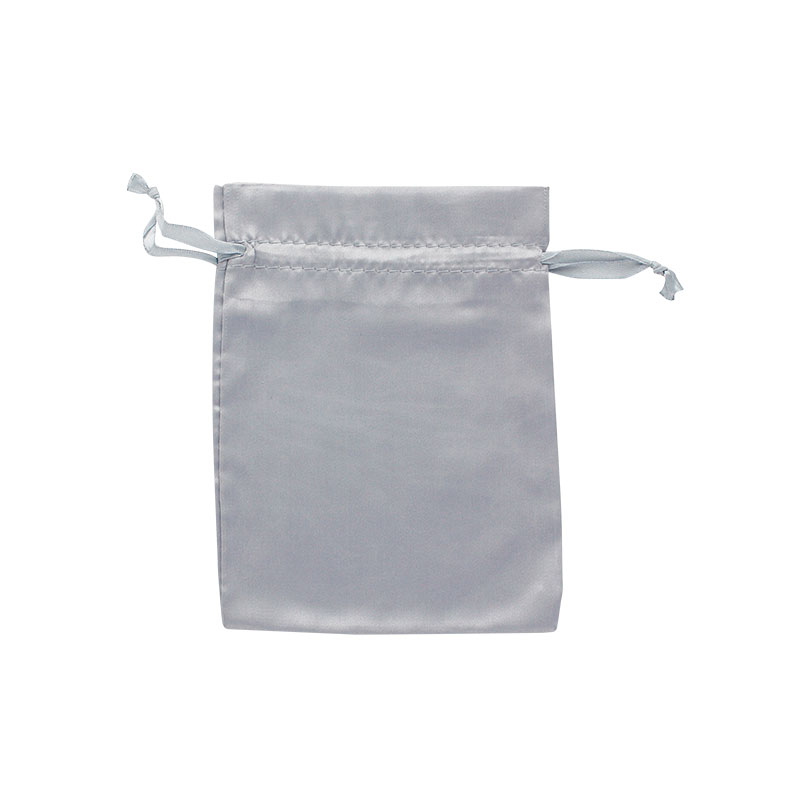Grey man-made satin finish pouches 12 x 13 cm