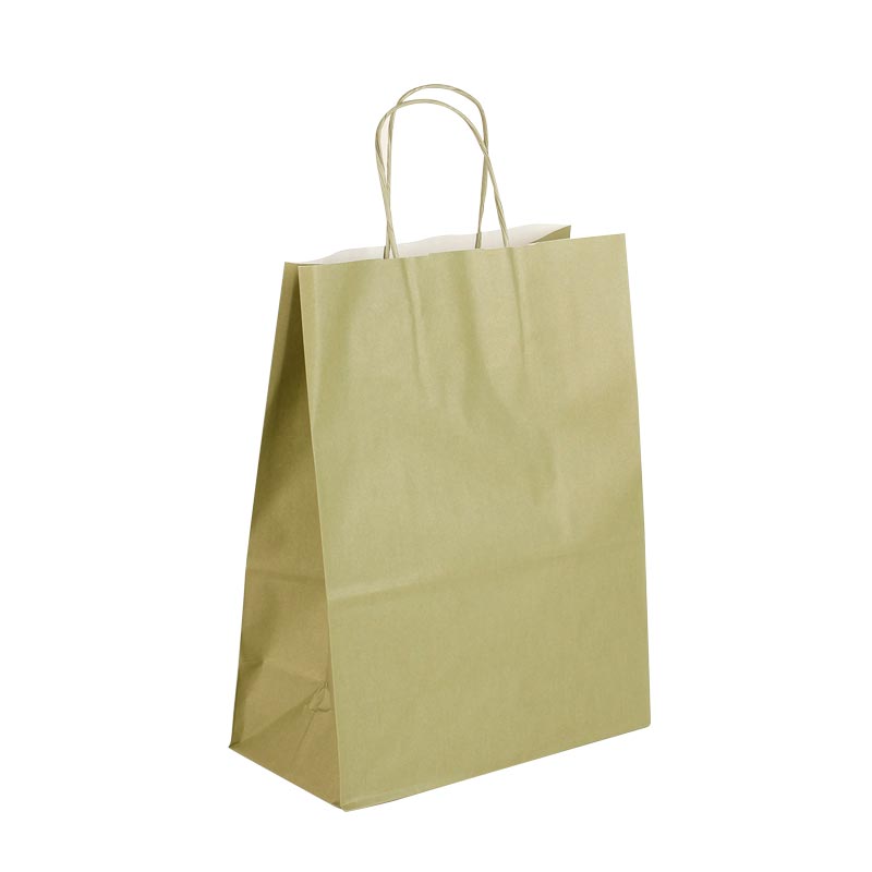 Khaki kraft paper carrier bags 23 x 12 x 30 cm H, 90g