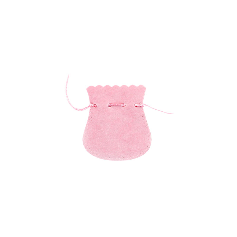 Pink cotton and viscose suedette pouches, 6.5 x 5 cm