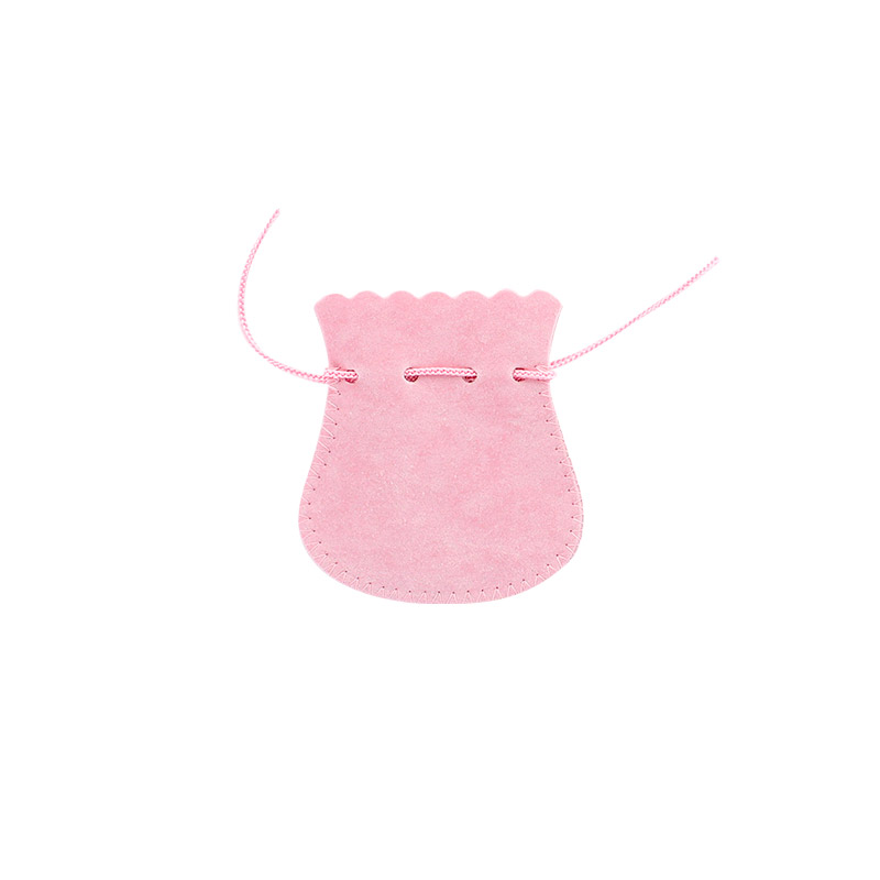 Pink cotton and viscose suedette pouches, 8 x 6.5 cm
